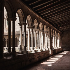 Gothic monastery courtyard