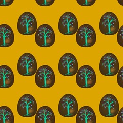 Seamless pattern with decorated Easter eggs