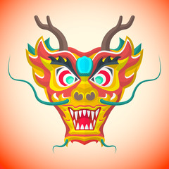 vector chinese new year red dragon mask illustration.