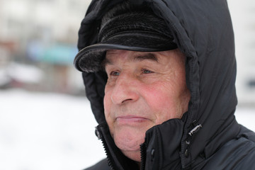 Senior man in winter