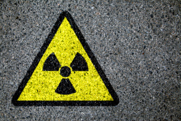 Nuclear sign on the asphalt