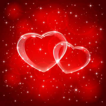Red background with two hearts
