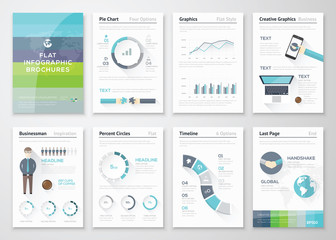 Fototapeta na wymiar Flat design brochures and infographic business elements