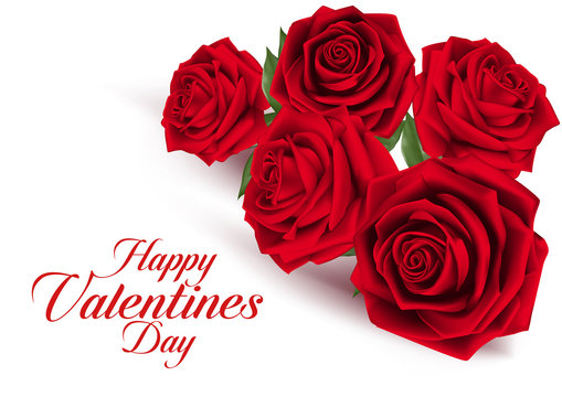Valentines Day Sweet Red Roses. Mesh Vector Illustration