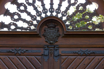 Decorating the arch above the old gate.