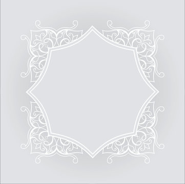 Filigree vector white frame on gray