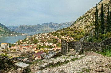 Fototapeta na wymiar view of city from castle walls