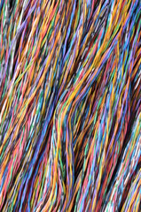 Bundles of colorful network cables