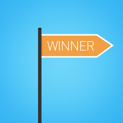 Winner nearby, flat orange road sign
