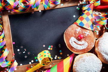 Black Board with Carnival Donuts and Props