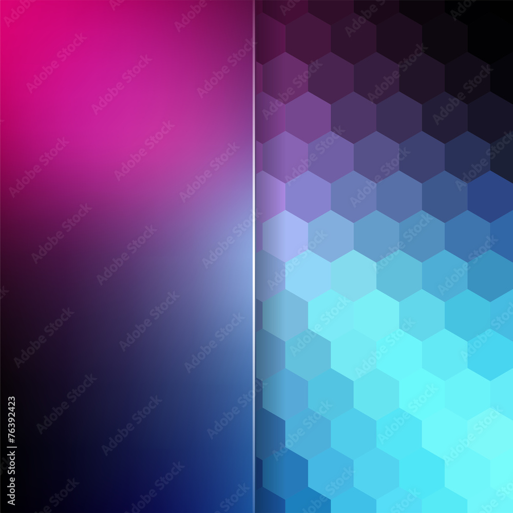 Poster abstract background consisting of hexagons and matt glass