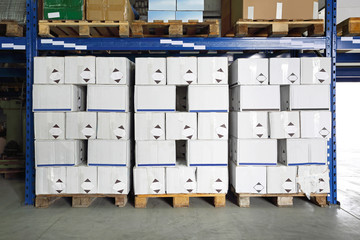 Warehouse pallets boxes