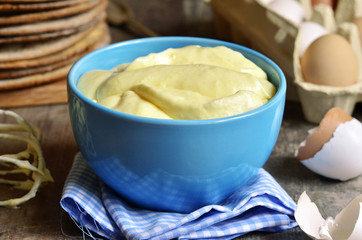 Milk custard prepared for a honey cake.