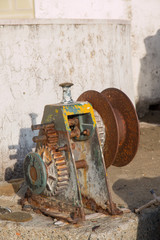 Old beaching winch used for fisherman's boat