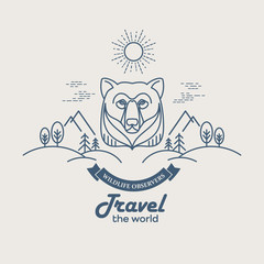 Wild animals. Flat line illustration