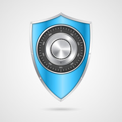 Protection blue shield with the combination lock.