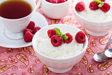 Rice pudding with berries for breakfast