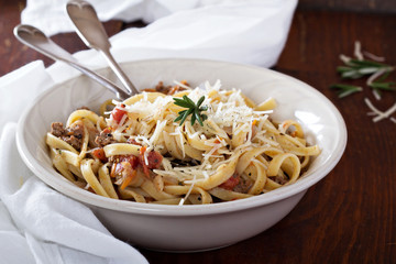 Pasta with meat tomato sauce