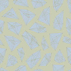 Seamless pattern of 3D asymmetric abstract objects.