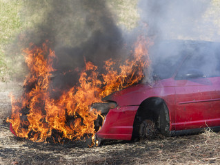 Car engulfed by flames