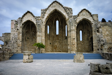 Gothic  medieval church of Rhodes citadel, Rhodes, Greece
