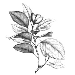Naklejka premium Magnolia engraving