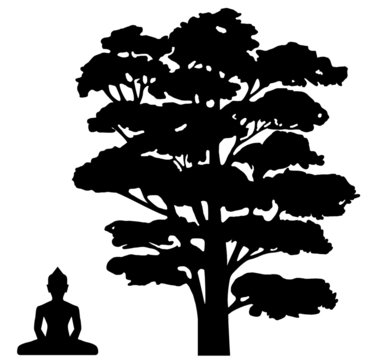 Bouddha en méditation sous un arbre
