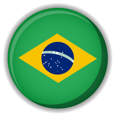 Fototapeta premium Brazilian flag button 3d image