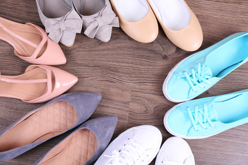 Different shoes on floor