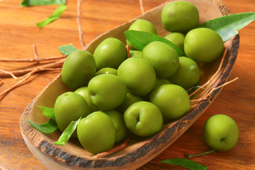 Fresh green olives