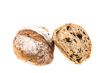closeup bread on white background