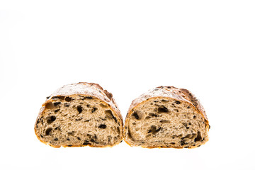 closeup bread on white background
