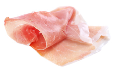 Sliced of jamon isolated on white background