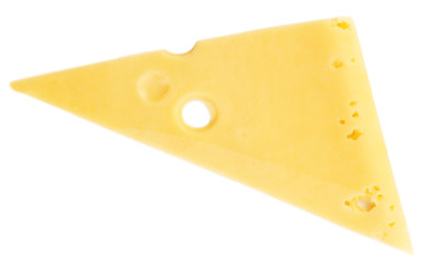 Sliced cheese isolated on white background