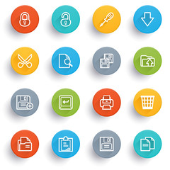 Document icons with color buttons.