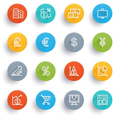 Finance icons with color buttons.