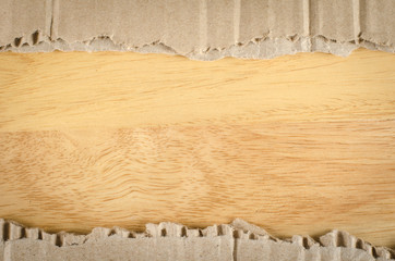 Brown Corrugated paper on wood background