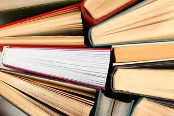 Pile of books, macro view