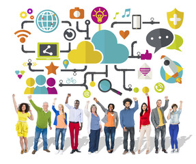 Obraz premium Social Media Social Networking Connection Data Storage Concept