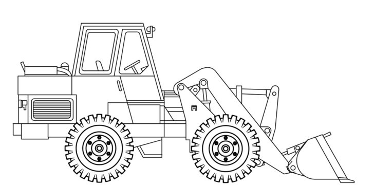 black and white loader construction vehicle clip art preview