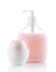 Cosmetic bottles isolated on white background