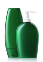 Cosmetic bottles isolated on white background