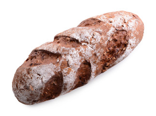 Black bread isolated on white