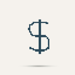 Simple style pixel icon dollar sign. Vector design