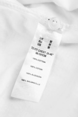Label on clothing close-up