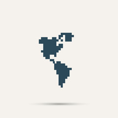 Pixel icon North and South America. Vector design