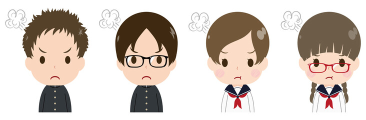 学生　顔　セット　怒る