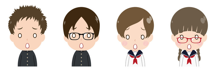 学生　顔　セット　ショック