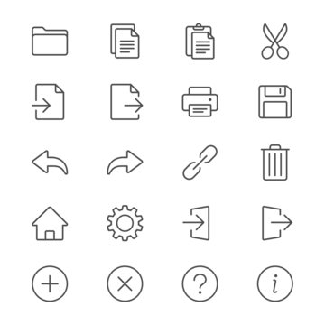 Application toolbar thin icons