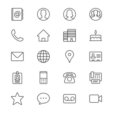 Contact thin icons